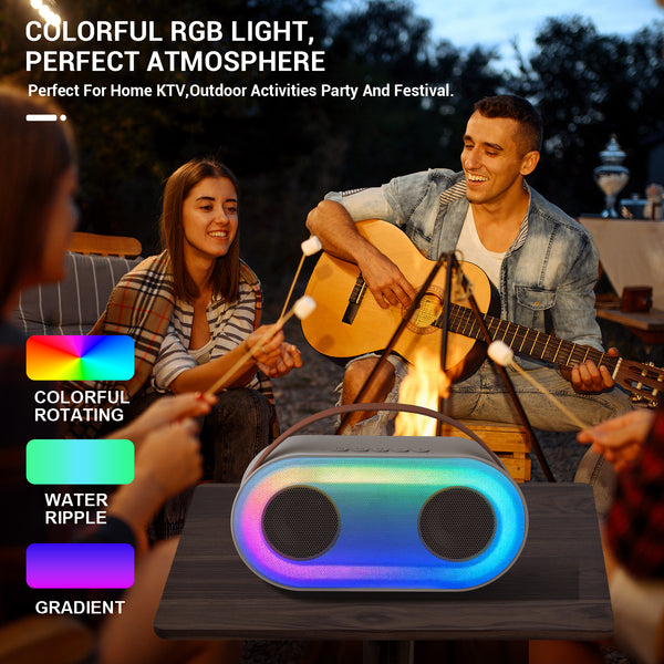 Mini Karaoke Machine with 2 Wireless Microphone, Portable Bluetooth Speaker with Stereo Sound Bass with LED Lights for Girl &Boy Age 4-12, Home Party and Gifts
