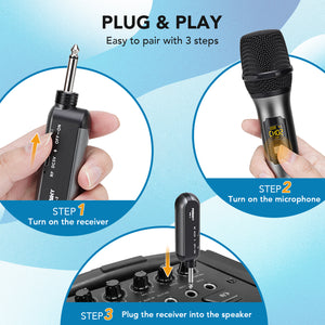 VEGUE WM-2 UHF Wireless Microphone with Rechargeable Receiver