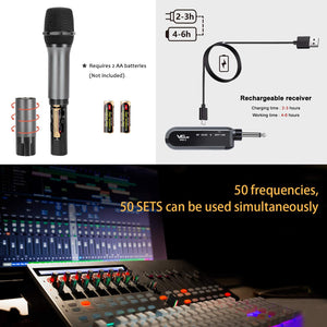 VEGUE WM-2 UHF Wireless Microphone with Rechargeable Receiver